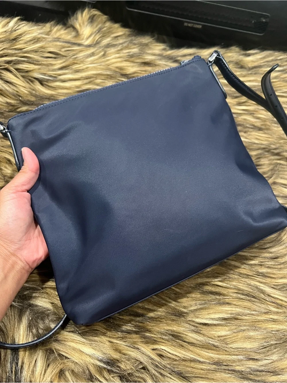 kate spade Navy Nylon Crossbody with Silver Spade Accent